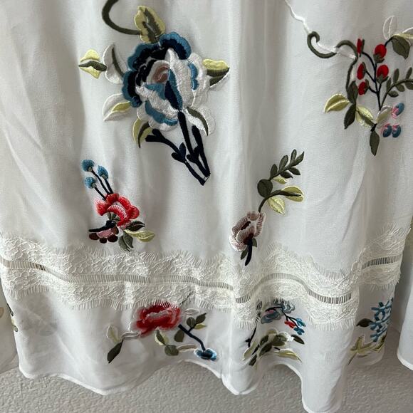 ASOS White Chiffon Lace Floral Ethereal Embroidered Shift Mini Dress US 4 - Picture 4 of 7